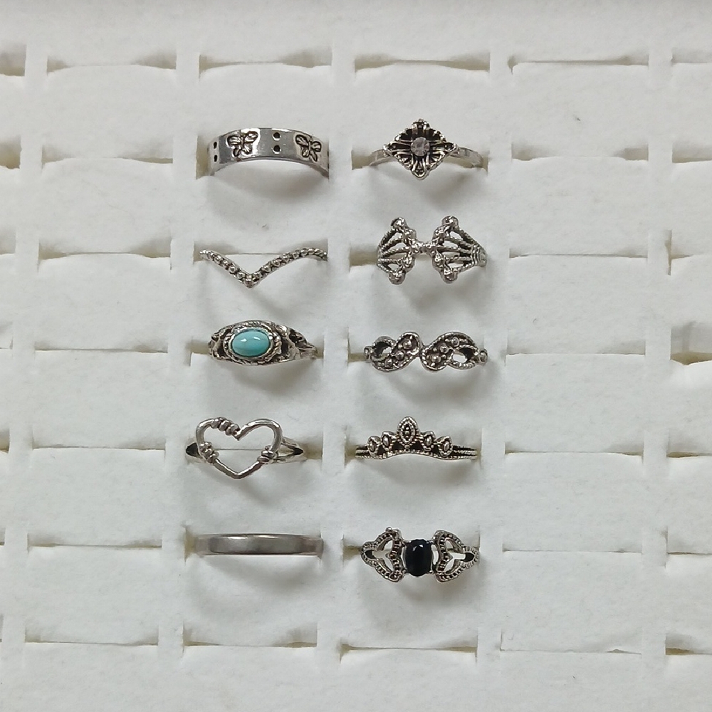 Gothic Silver Ring Set for Women